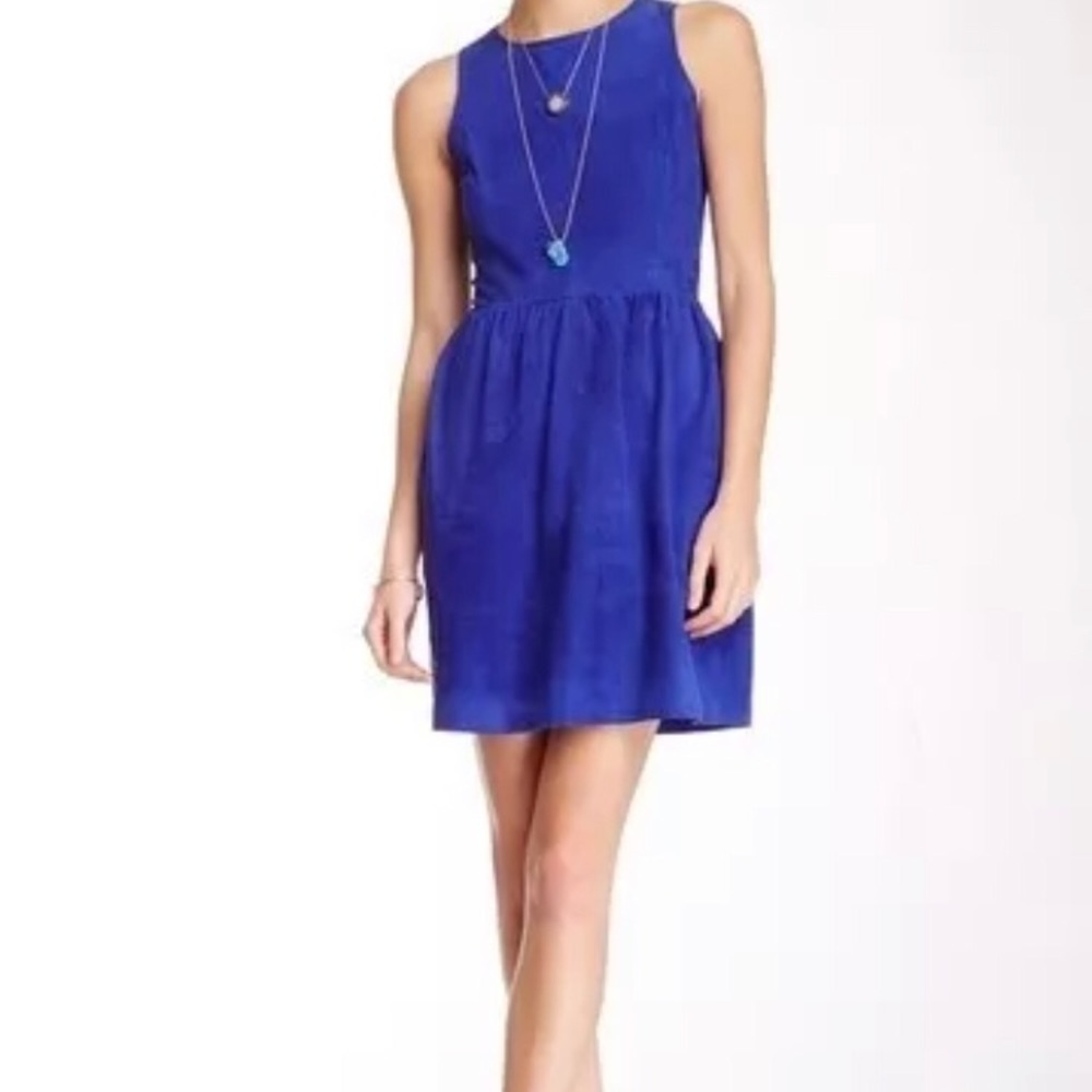 Lucky Brand 100% Lamb leather Royal Blue dress. L